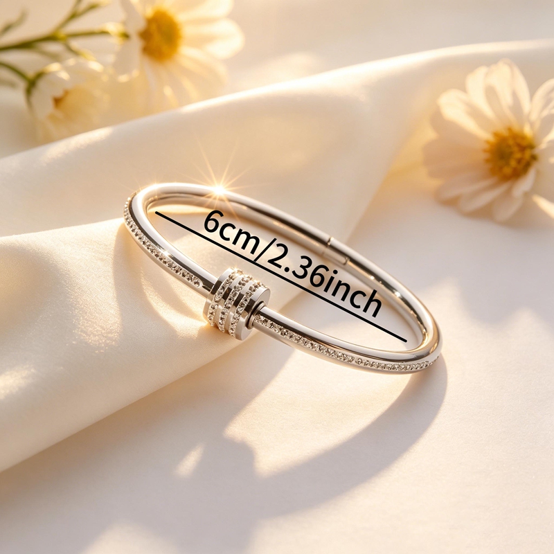 Women's Zirconia Inlaid Waterproof Stainless Steel Bangle
